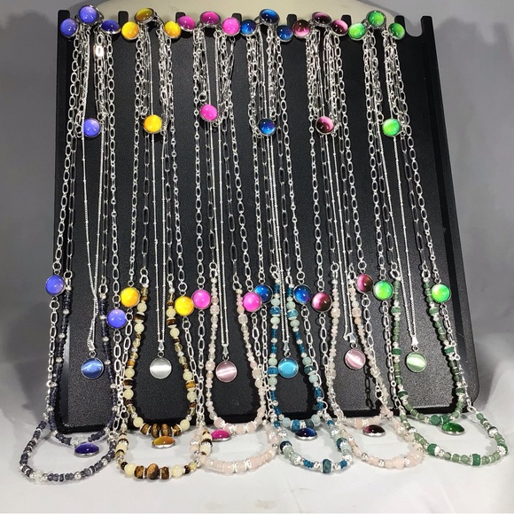 Handmade Pop of Color 3 Piece Necklace Set-Glass Cabochon-Gemstone Carnelian - Picture 12 of 12